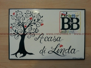 cod.art: bb10 - Mattonella in ceramica cm 20x30 con decoro e scritte personalizzate in base alla richiesta del cliente . 